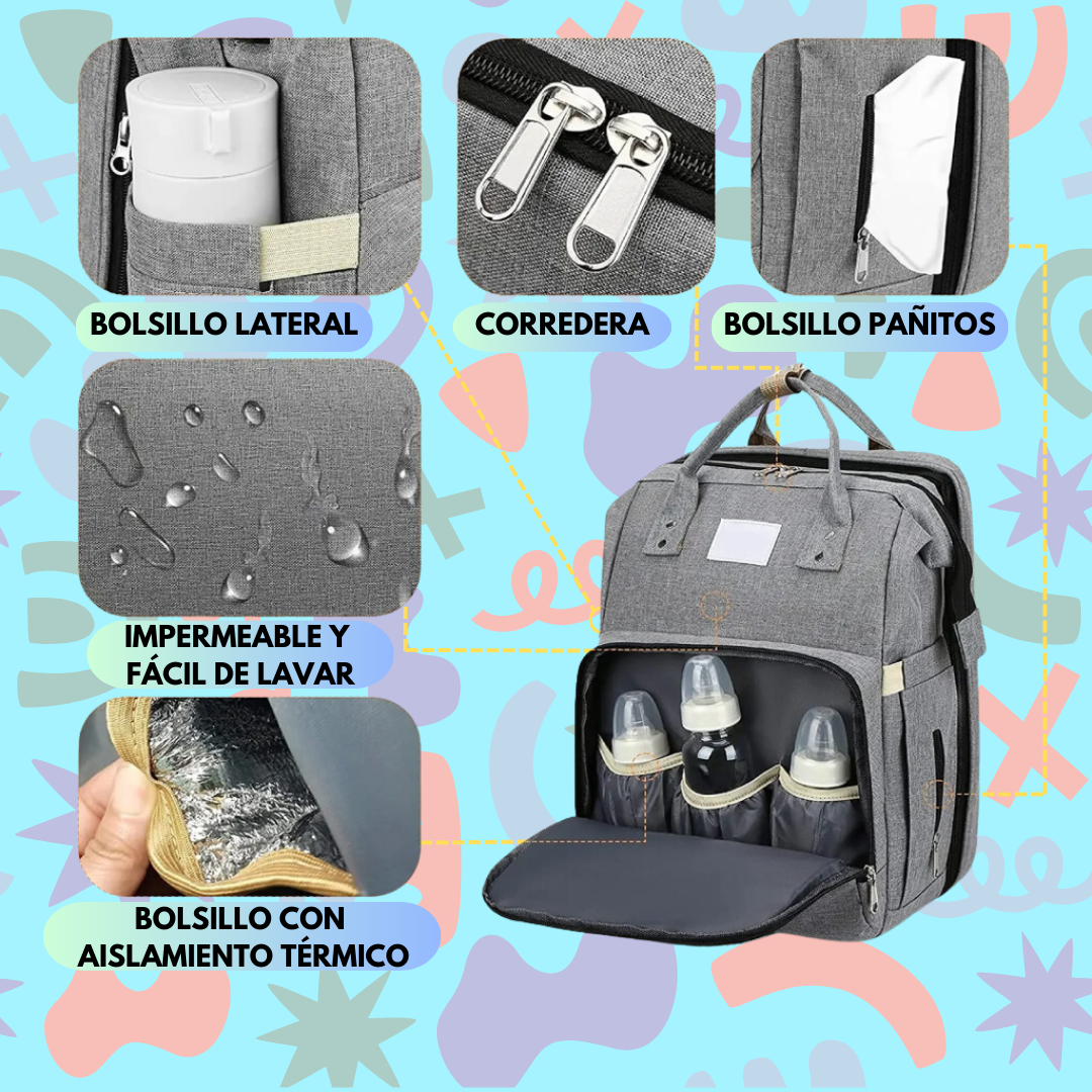 Mochila para pañales con cuna